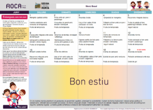 Menú del mes de juny de l'escola Regina Carmeli Horta.